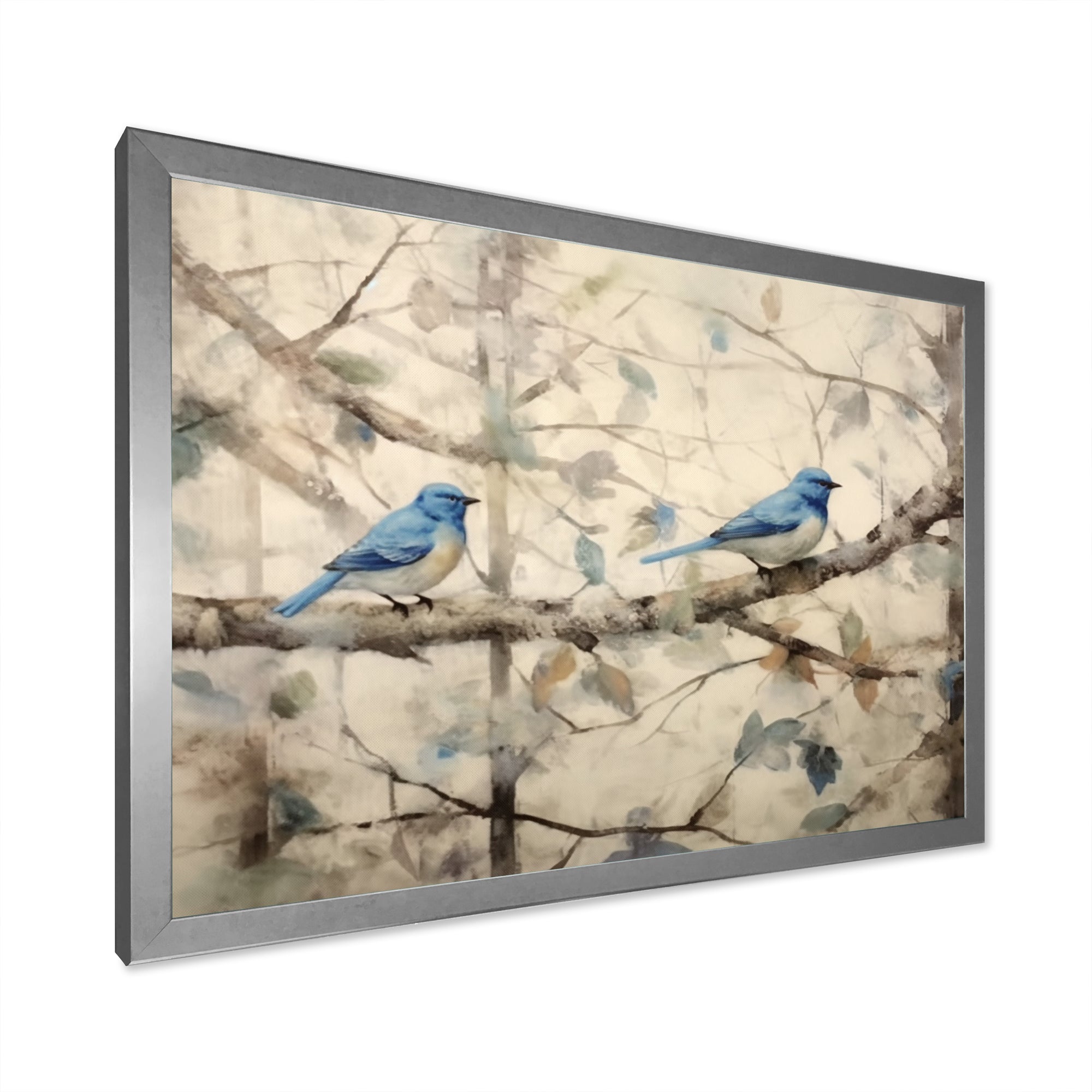Bluebird Serenade Vintage Waterpainting - Blue Bird Wall Art