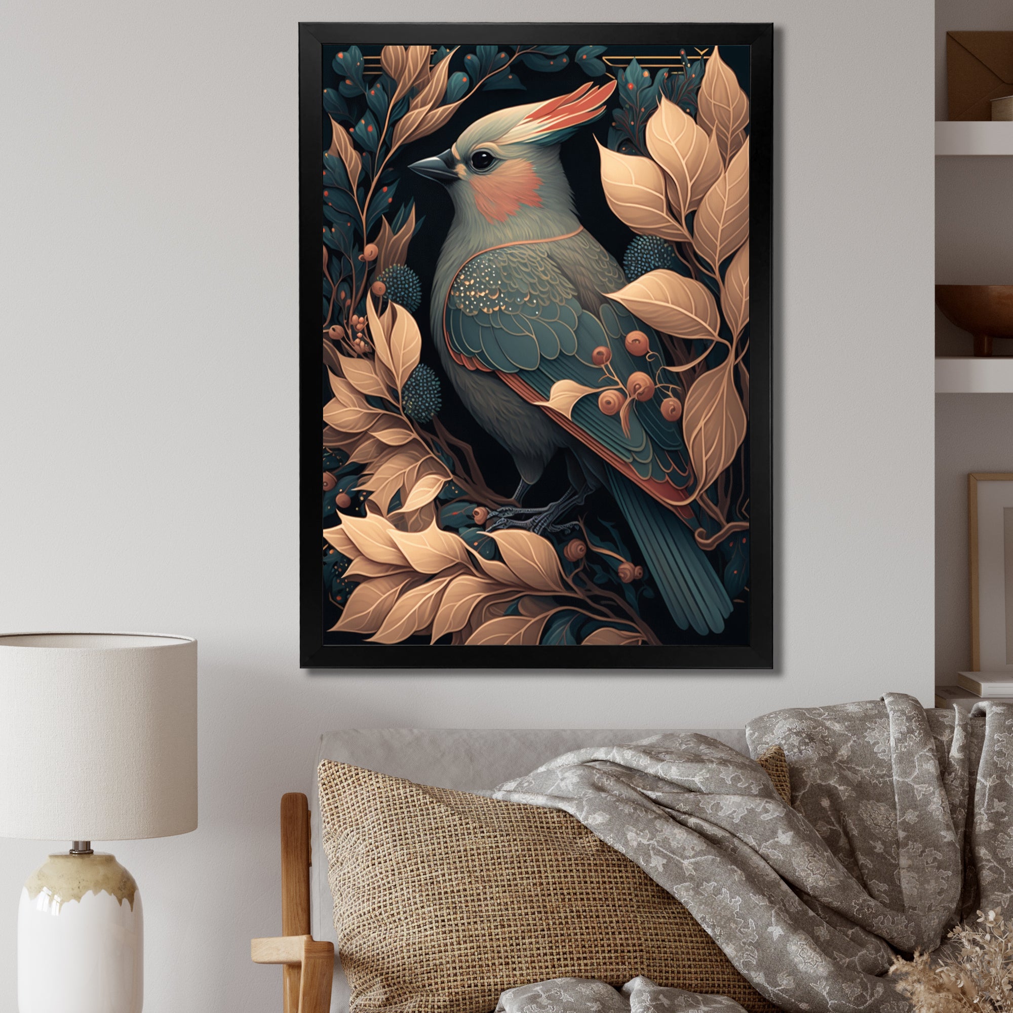 Cardinal Bird In Faded Retro Tones - Bird Home Decor Art