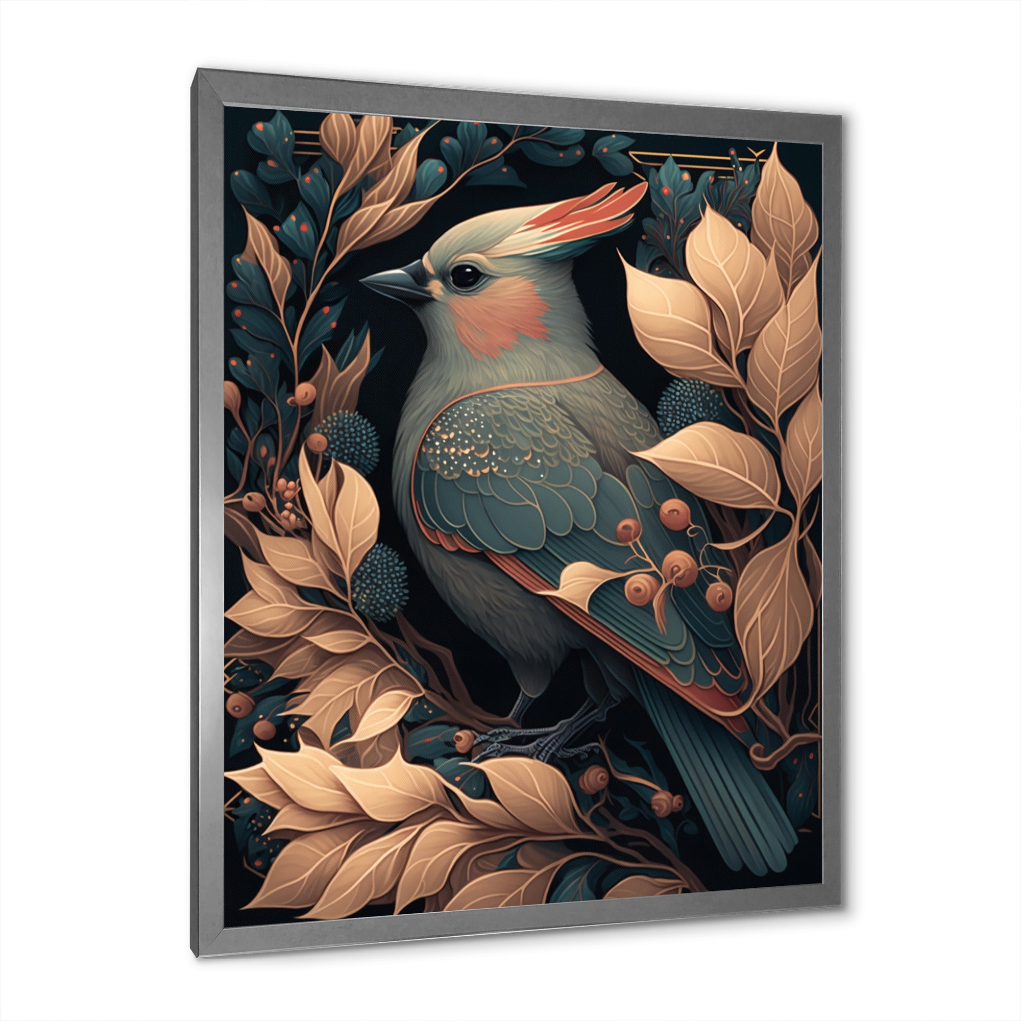 Cardinal Bird In Faded Retro Tones - Bird Home Decor Art