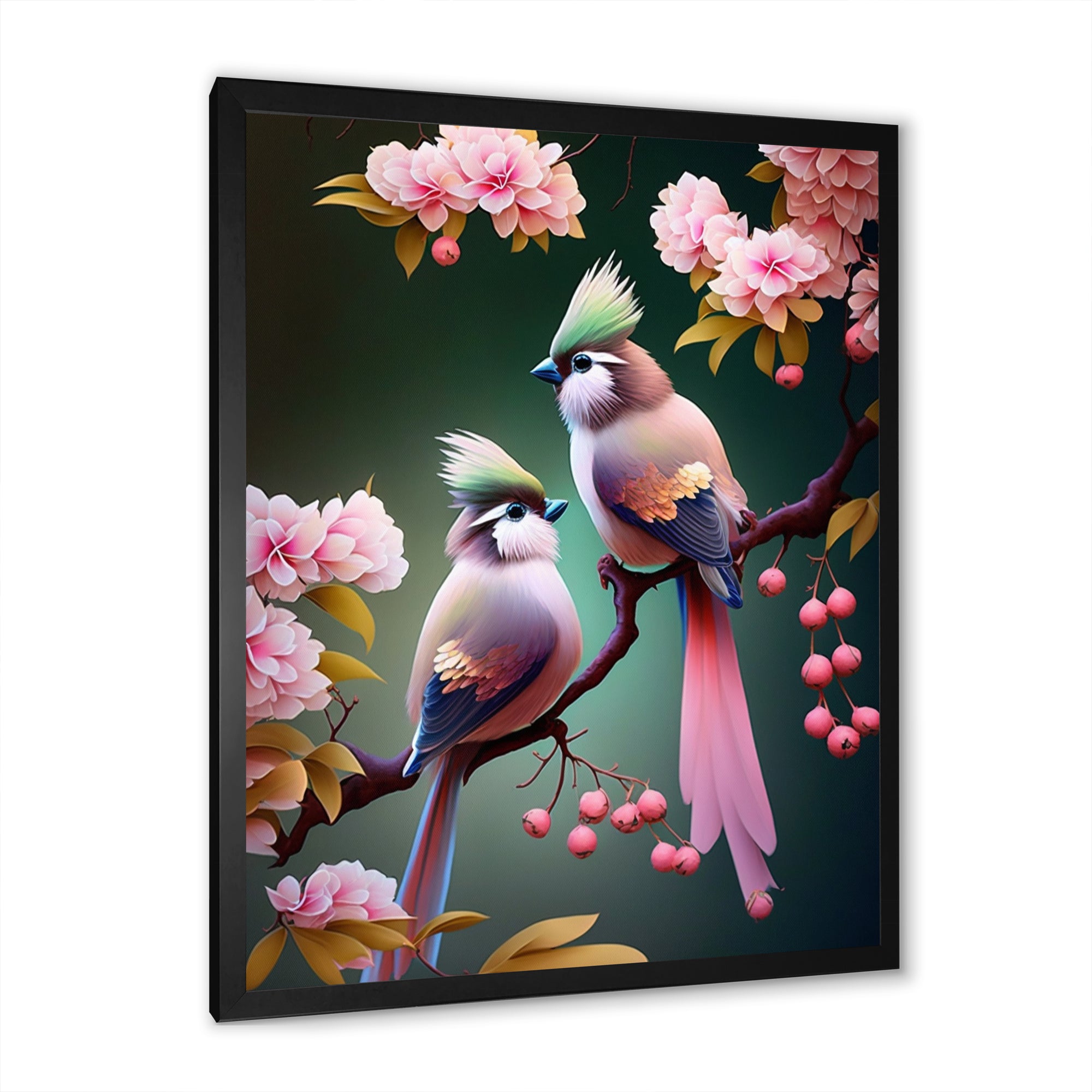 Pink Cardinal Birds On A Branch - Bird Bedroom Wall Art
