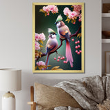 Pink Cardinal Birds On A Branch - Bird Bedroom Wall Art
