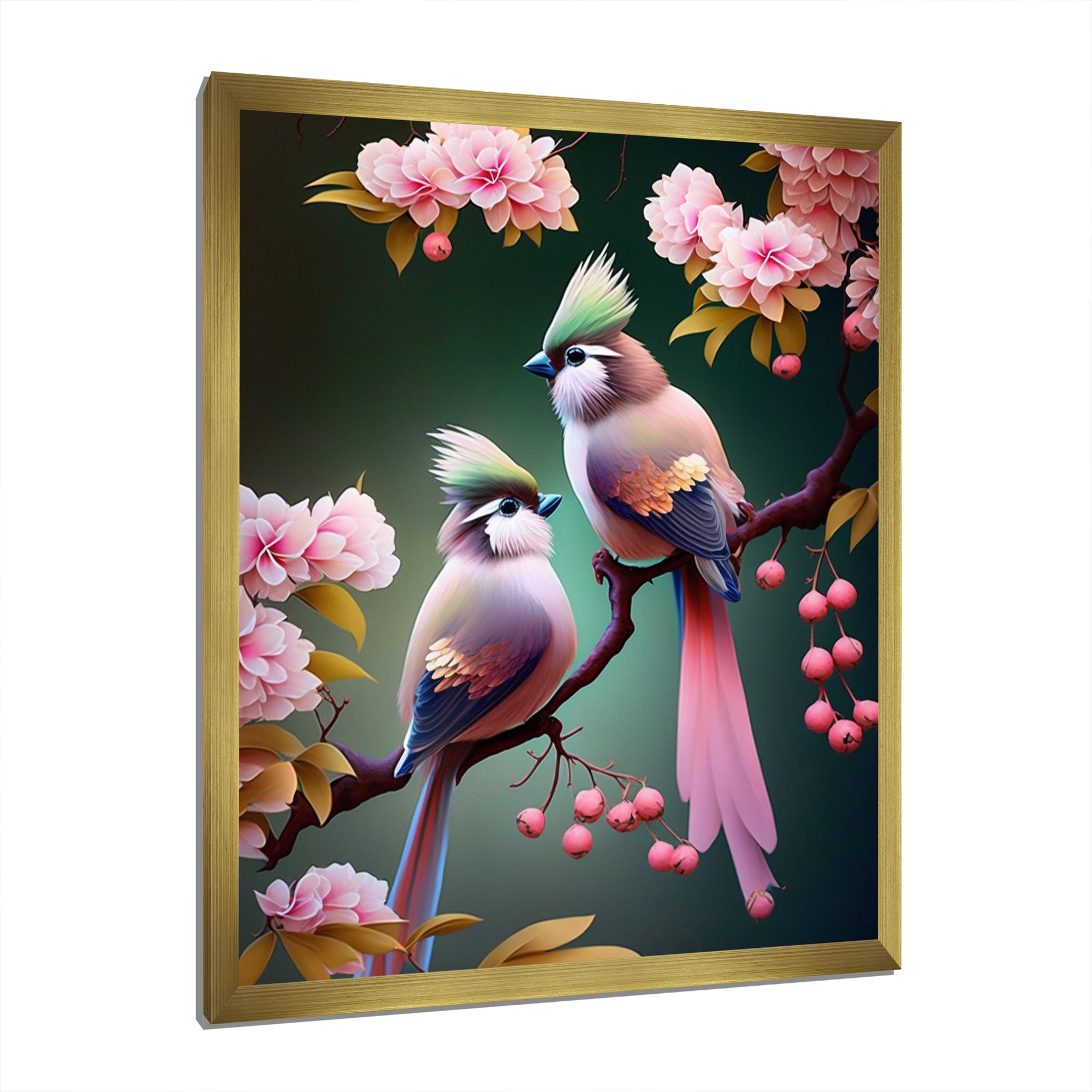 Pink Cardinal Birds On A Branch - Bird Bedroom Wall Art