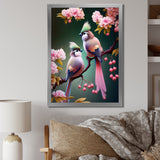 Pink Cardinal Birds On A Branch - Bird Bedroom Wall Art