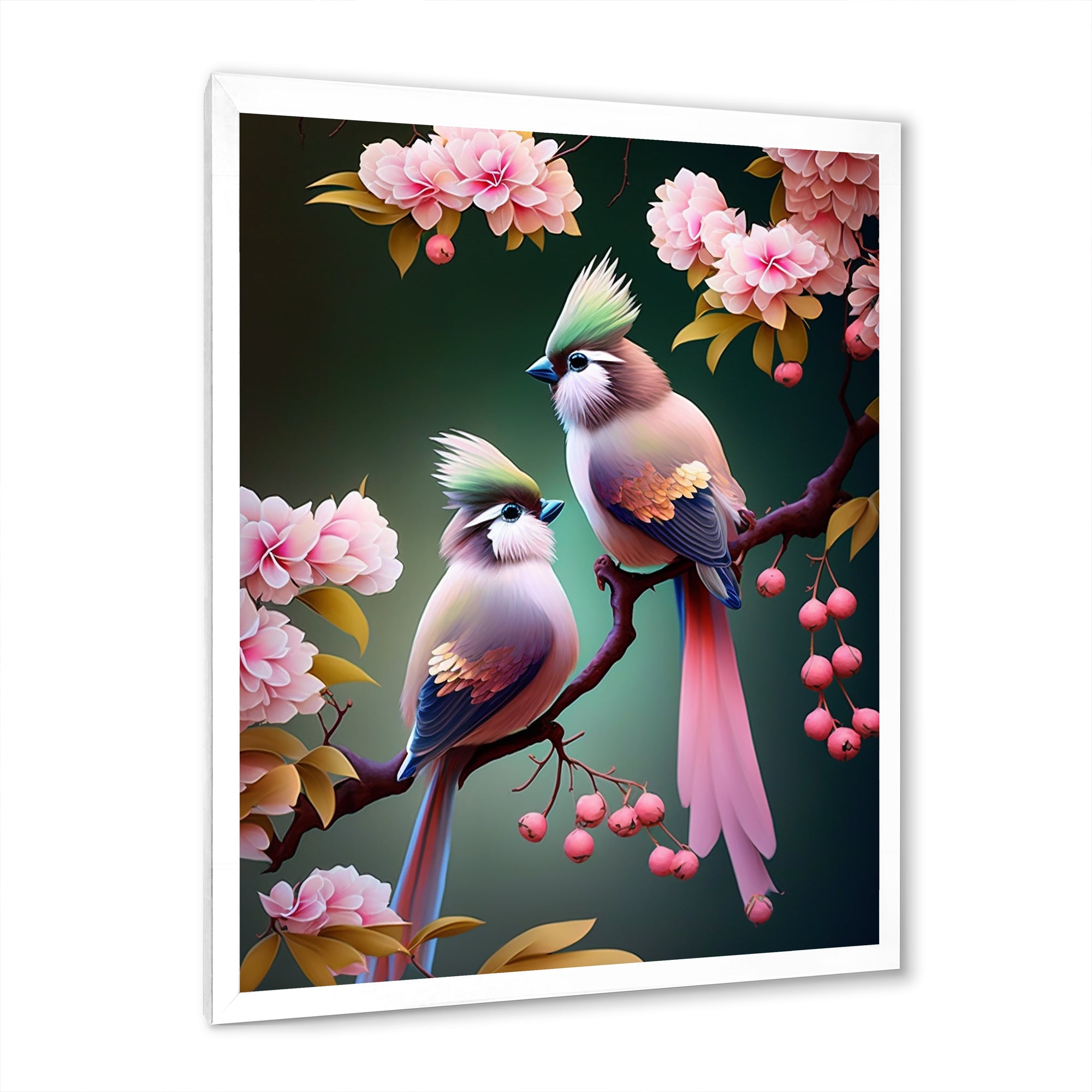 Pink Cardinal Birds On A Branch - Bird Bedroom Wall Art