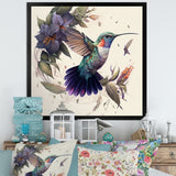 Purple Colibri Vintage Illustration - Bird Canvas Wall Art