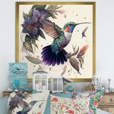 Purple Colibri Vintage Illustration - Bird Canvas Wall Art