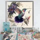 Purple Colibri Vintage Illustration - Bird Canvas Wall Art