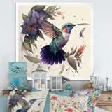 Purple Colibri Vintage Illustration - Bird Canvas Wall Art