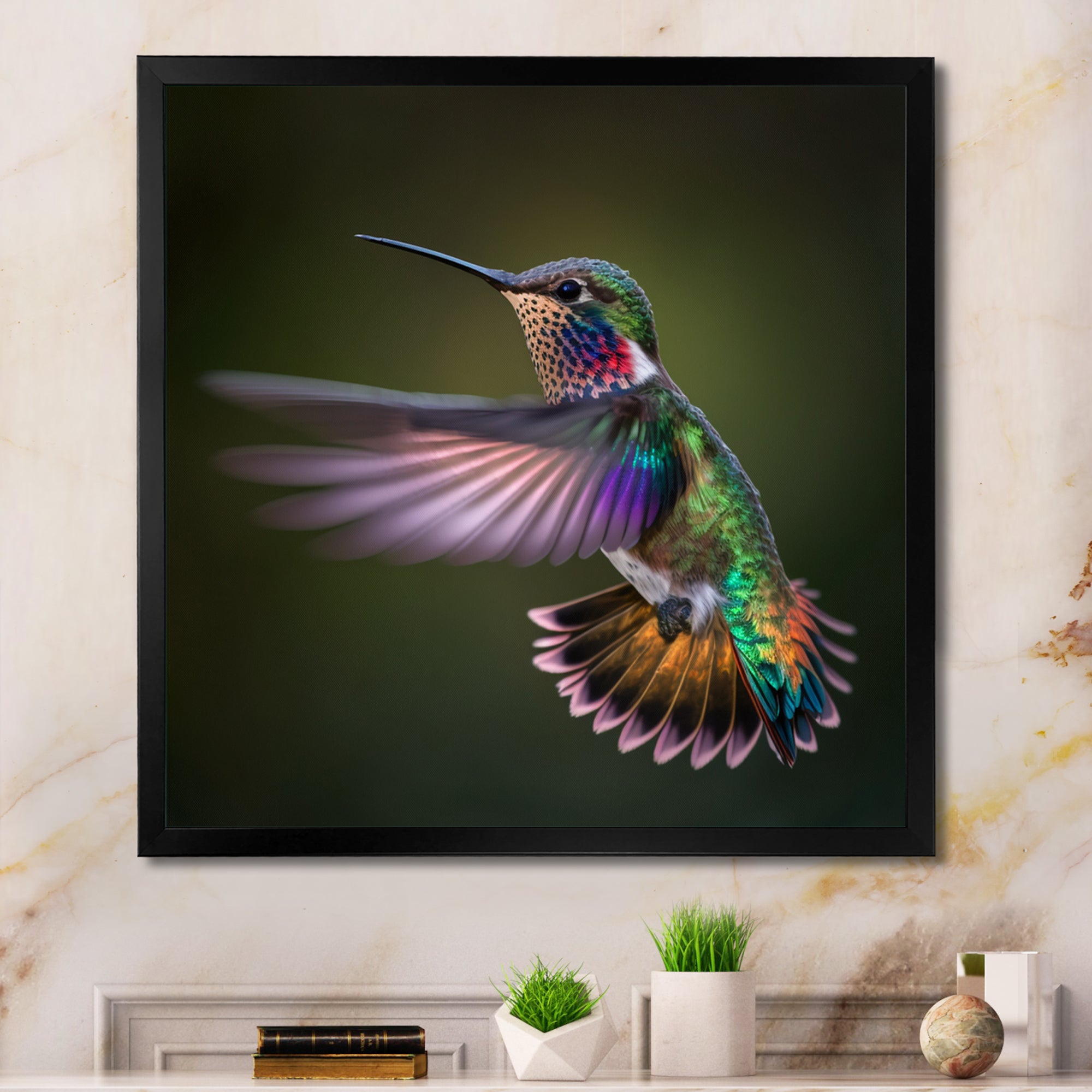 Purple Colibri Hovering Nature Photography - Bird Wall Decor