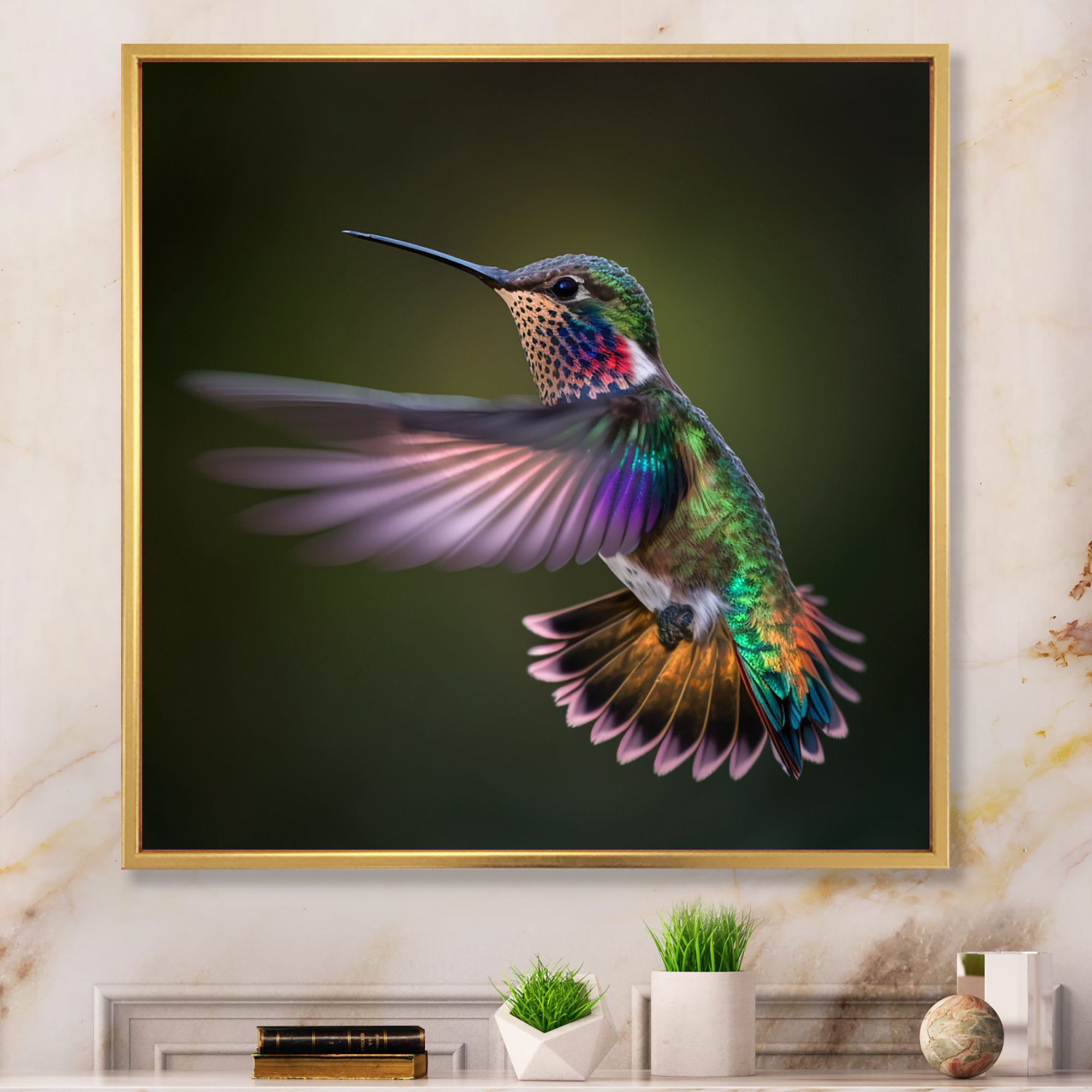 Purple Colibri Hovering Nature Photography - Bird Wall Decor