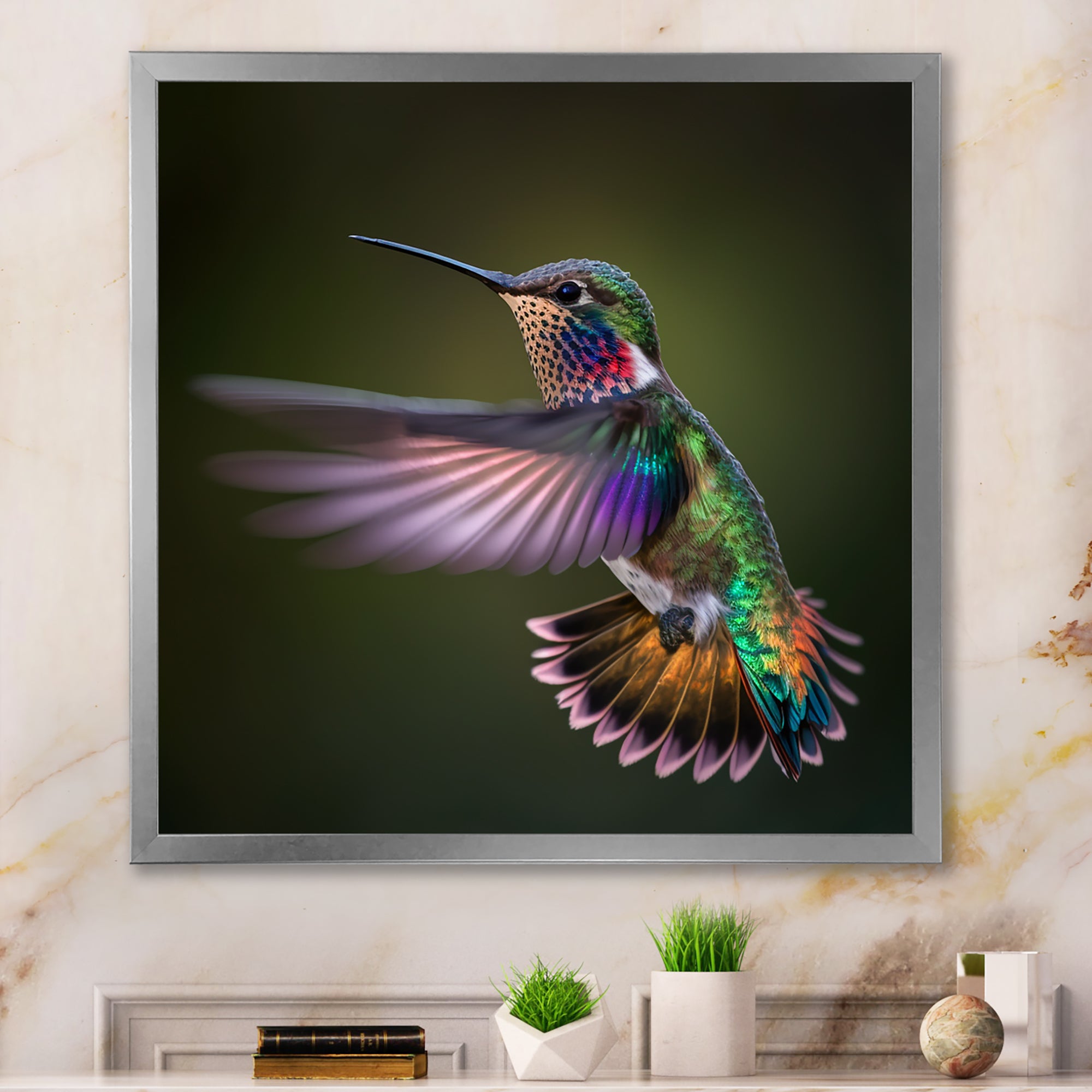 Purple Colibri Hovering Nature Photography - Bird Wall Decor