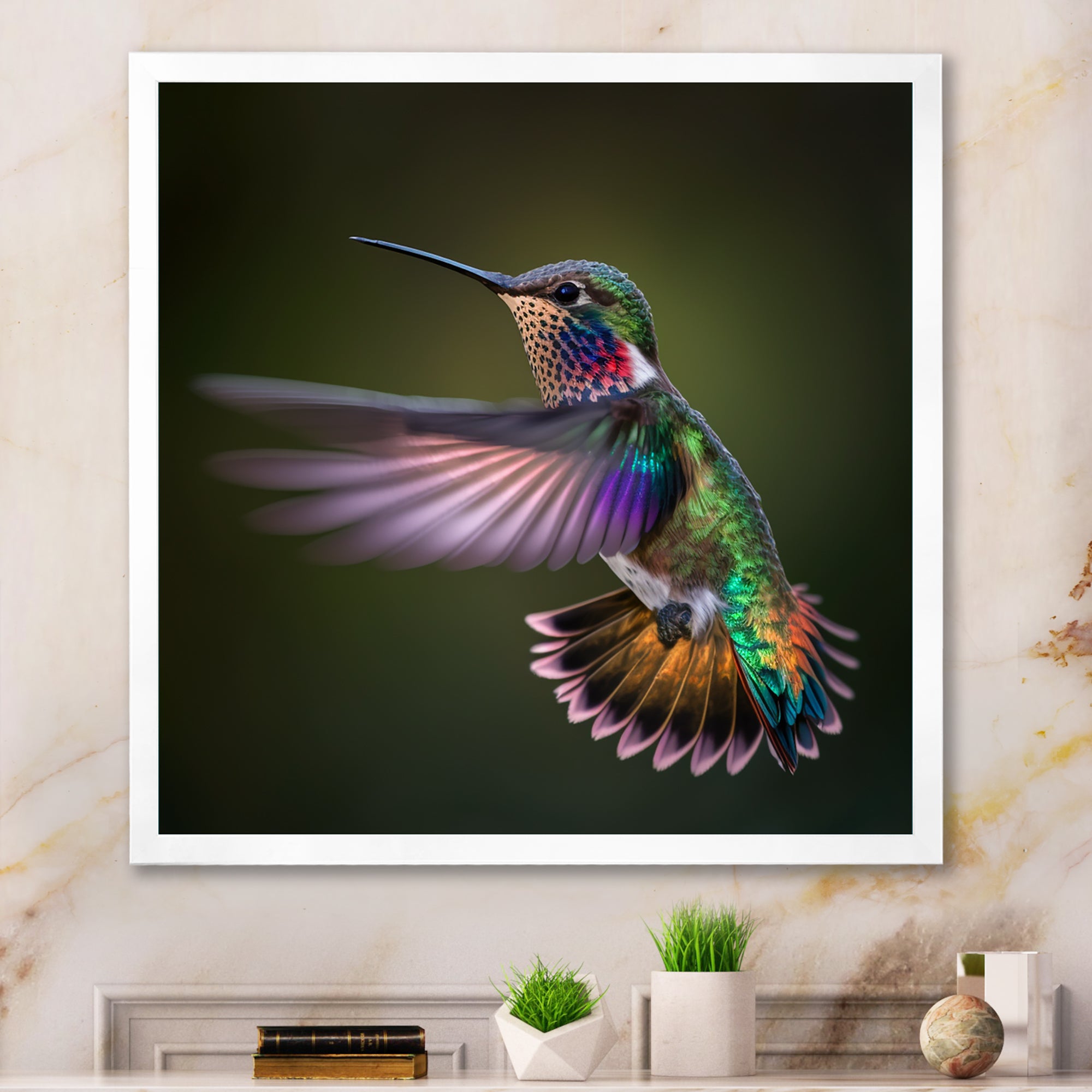 Purple Colibri Hovering Nature Photography - Bird Wall Decor