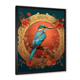 Blue Kingfisher Retro Illustration - Bird Canvas Wall Art