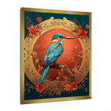 Blue Kingfisher Retro Illustration - Bird Canvas Wall Art
