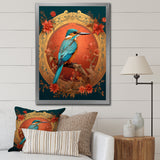 Blue Kingfisher Retro Illustration - Bird Canvas Wall Art