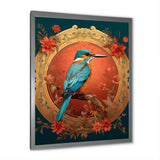 Blue Kingfisher Retro Illustration - Bird Canvas Wall Art