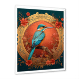 Blue Kingfisher Retro Illustration - Bird Canvas Wall Art
