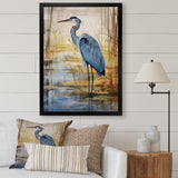 Blue Heron By The Waterside Watercolor - Bird Wall Art Prints