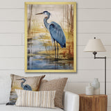 Blue Heron By The Waterside Watercolor - Bird Wall Art Prints