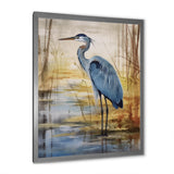 Blue Heron By The Waterside Watercolor - Bird Wall Art Prints