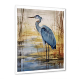 Blue Heron By The Waterside Watercolor - Bird Wall Art Prints