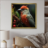 Orange Tropical Bird On Branch Nature Photography - Bird Wall Decor