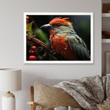 Orange Tropical Bird On Branch Nature Photography - Bird Wall Decor