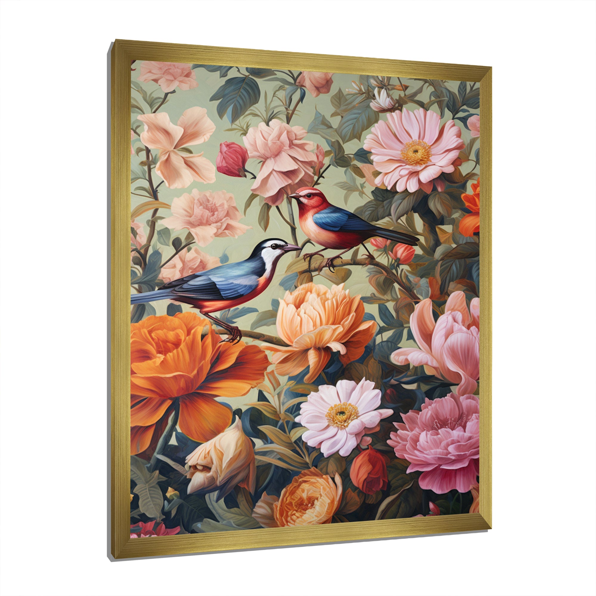 Tropical Birds In Paradise Flower field Painting - Bird Wall Art Prints