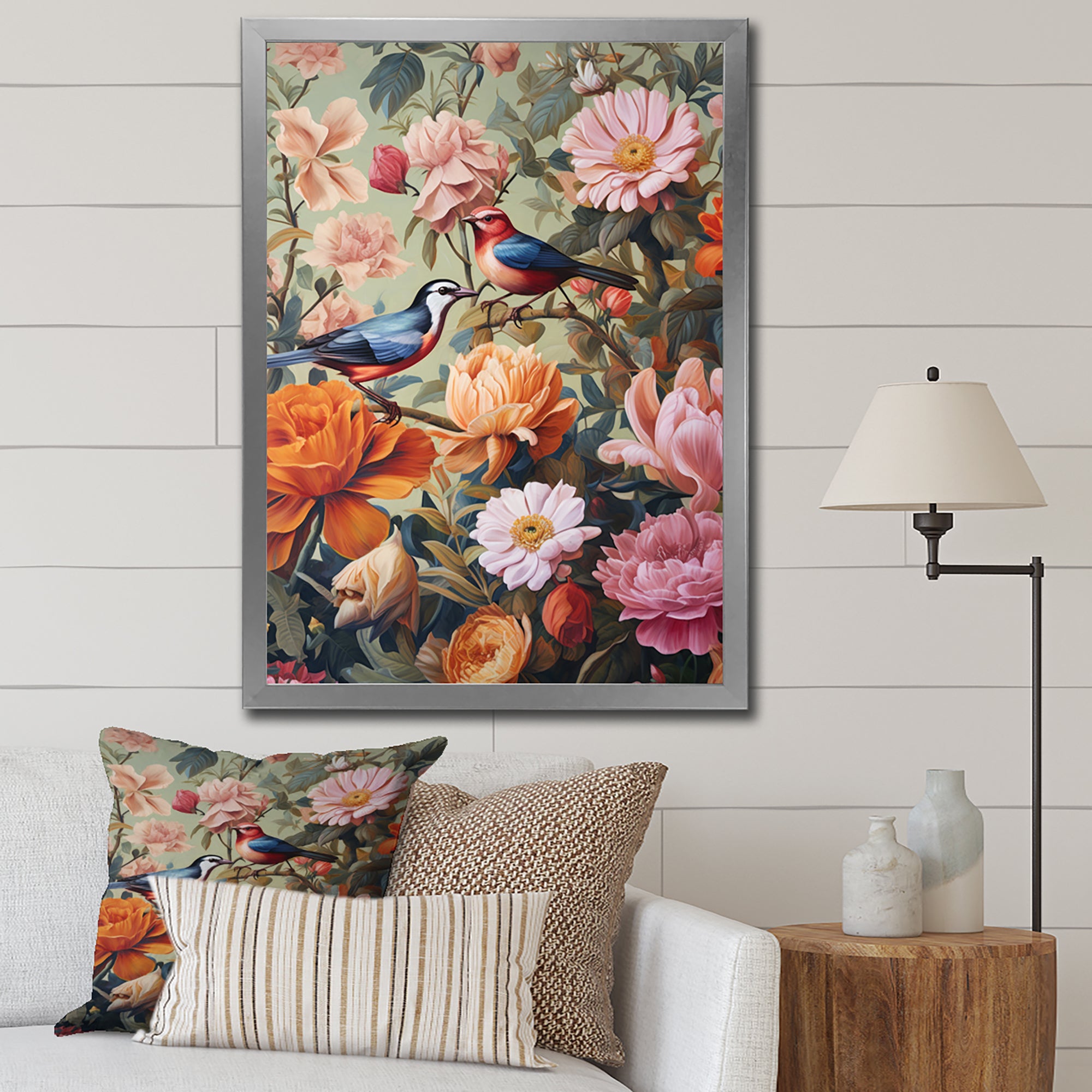 Tropical Birds In Paradise Flower field Painting - Bird Wall Art Prints