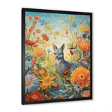 Wildlife In Paradise Flower field Painting - Blue Bird Wall Art