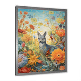 Wildlife In Paradise Flower field Painting - Blue Bird Wall Art