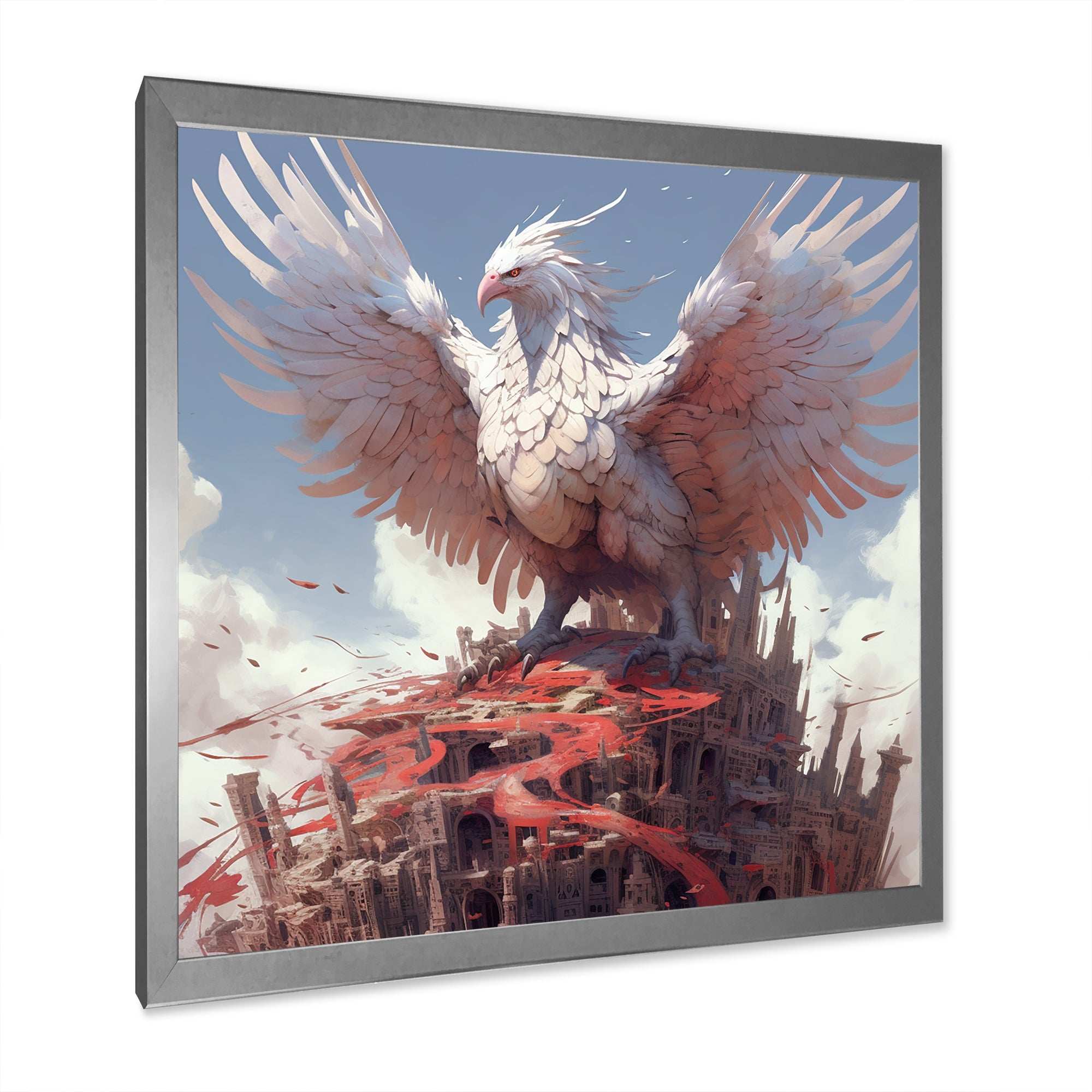 Majestic White Bird In The High Skies - Bird Framed Canvas Art