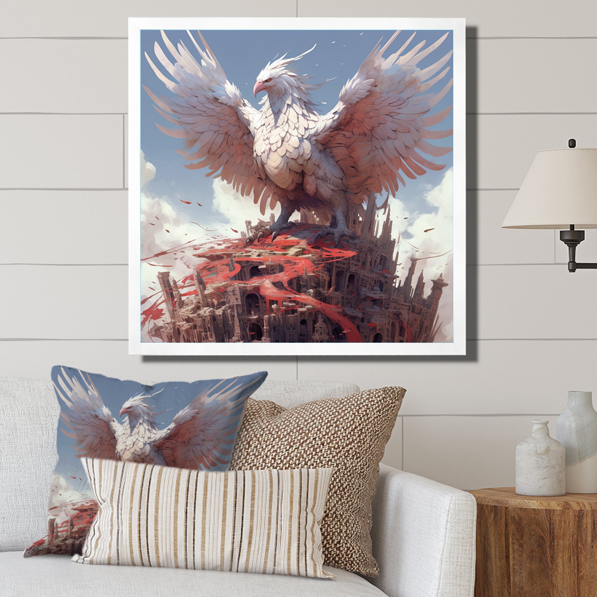 Majestic White Bird In The High Skies - Bird Framed Canvas Art