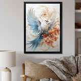 Majestic White Bird On Flower Branch - Bird Home Decor Art