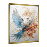Majestic White Bird On Flower Branch - Bird Home Decor Art