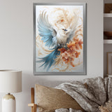 Majestic White Bird On Flower Branch - Bird Home Decor Art