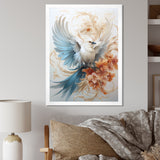 Majestic White Bird On Flower Branch - Bird Home Decor Art