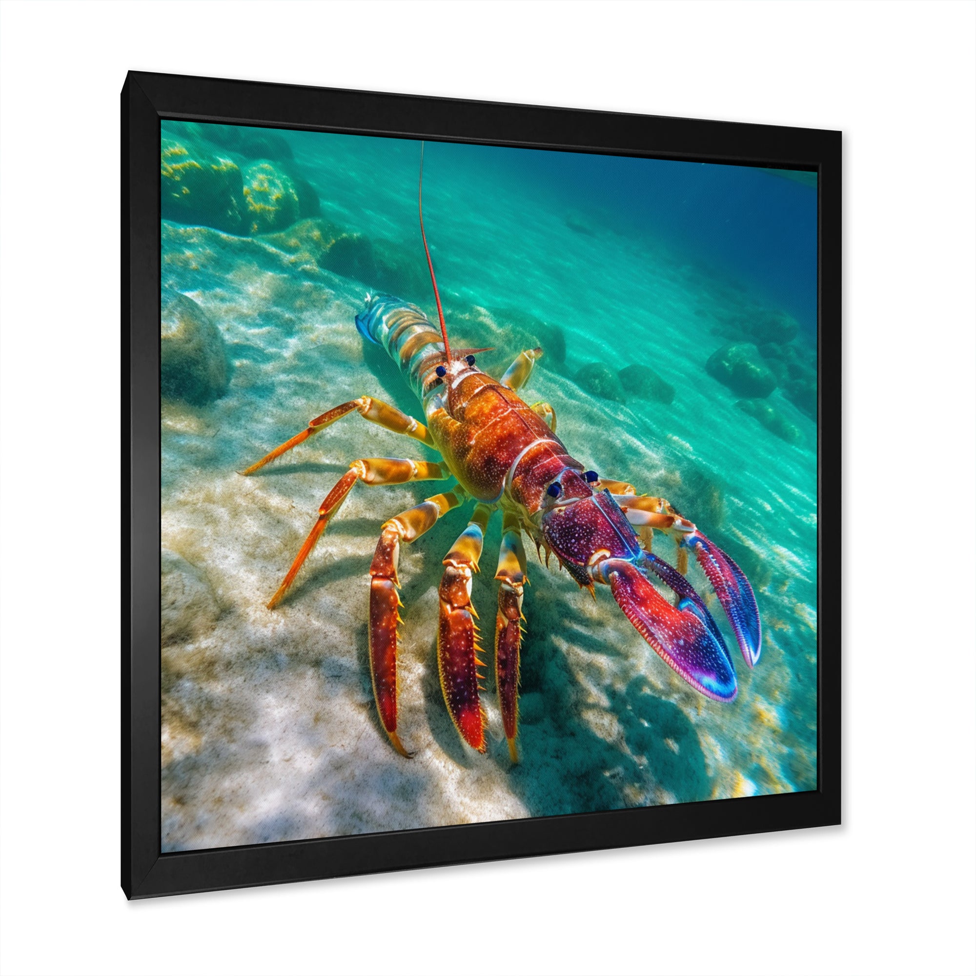 Red Lobster In Tropical Turquoise Water - Lobster Living Room Wall Art