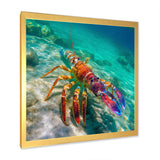 Red Lobster In Tropical Turquoise Water - Lobster Living Room Wall Art