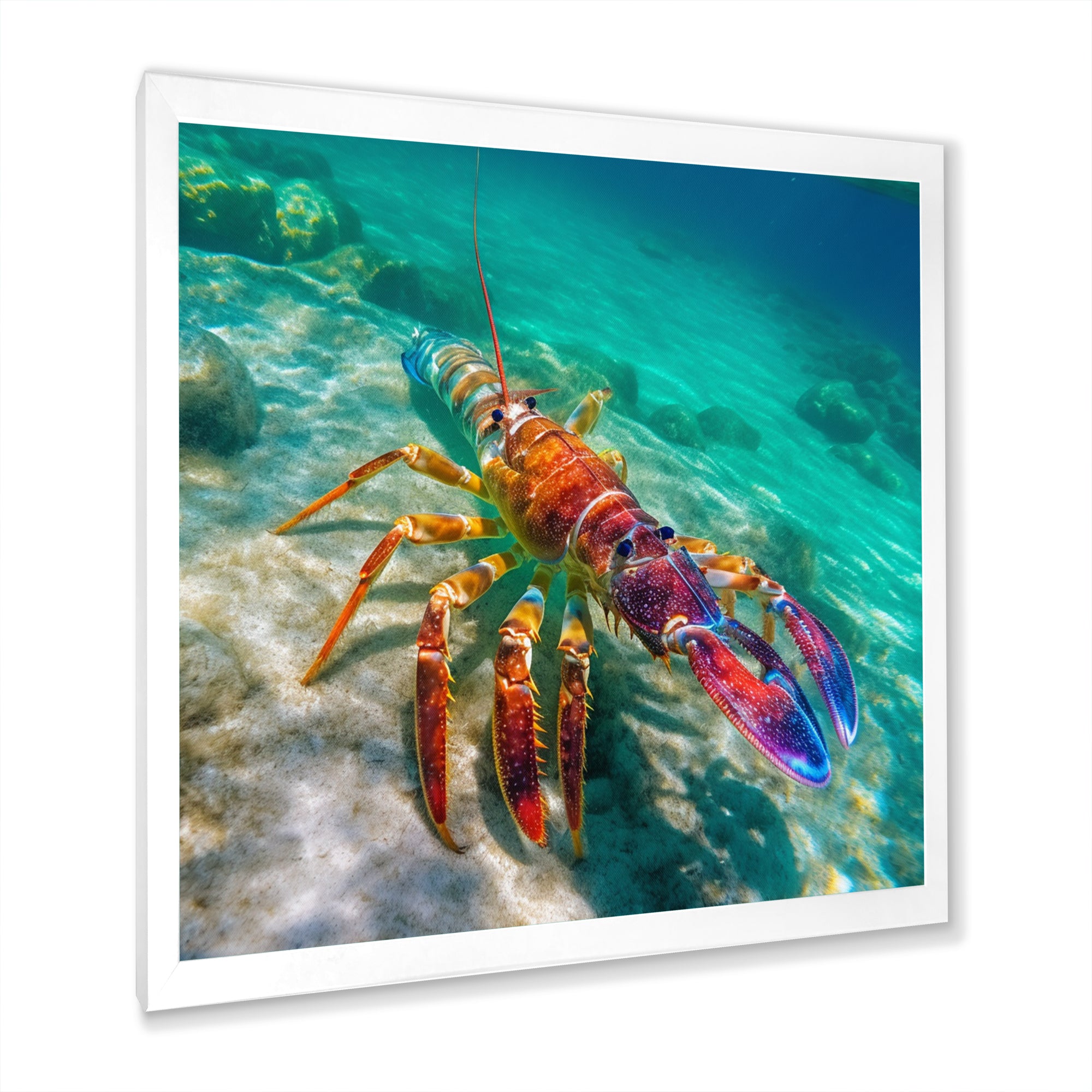 Red Lobster In Tropical Turquoise Water - Lobster Living Room Wall Art