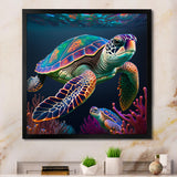 Colorful Deep Sea Turtle Portrait - Turtle Wall Art Prints