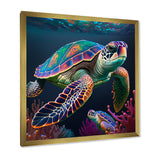 Colorful Deep Sea Turtle Portrait - Turtle Wall Art Prints