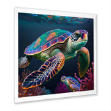 Colorful Deep Sea Turtle Portrait - Turtle Wall Art Prints