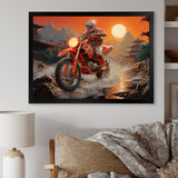 Red Dirt Bike Riding In Japanese Mountains - Bicycle Canvas Wall Art