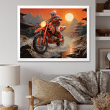 Red Dirt Bike Riding In Japanese Mountains - Bicycle Canvas Wall Art