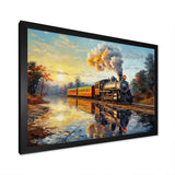 Steam train Travelling In The Sunset Painting - Train Canvas Wall Art