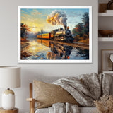 Steam train Travelling In The Sunset Painting - Train Canvas Wall Art