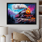 Steam train Travelling In Winter Snow Painting - Train Canvas Wall Art