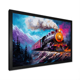 Steam train Travelling In Winter Snow Painting - Train Canvas Wall Art