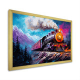 Steam train Travelling In Winter Snow Painting - Train Canvas Wall Art